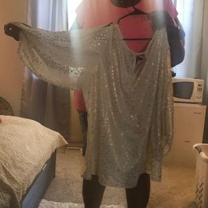 Cream and gold cut out blouse